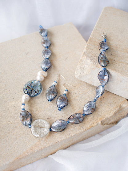 Chunky Glass Foil Twists with Gold Aventurine