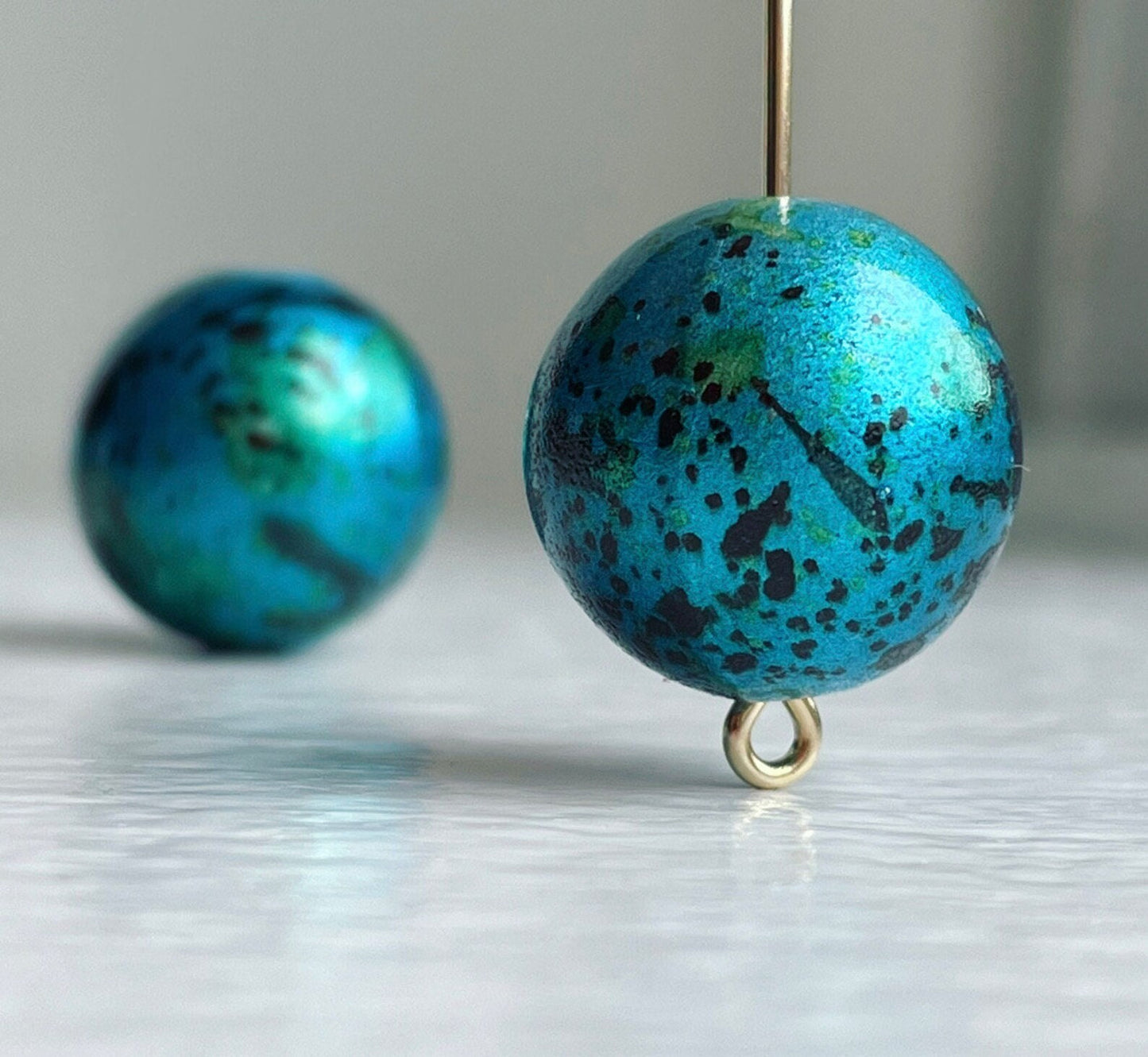 Blue Green Resin Beads with Pearls Beaded Jewellery