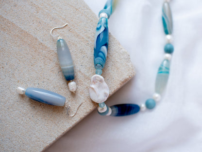 Natural Blue Botswana Stone Beaded Jewellery
