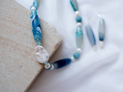 Natural Blue Botswana Stone Beaded Jewellery