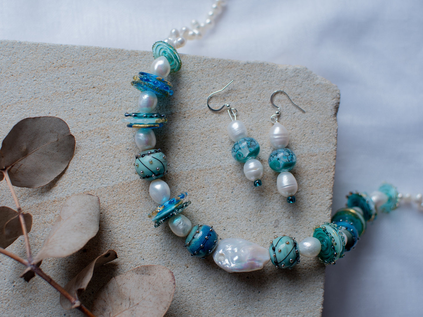 Handmade Blue Glass Jewellery Set