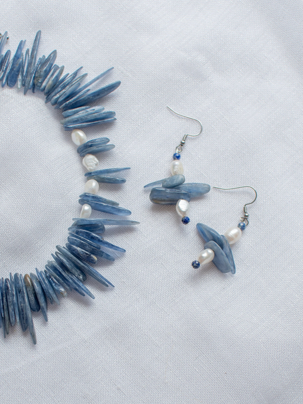 Natural Kyanite Rough Smooth Chips Nugget Flat Stick Beaded Jewellery Set
