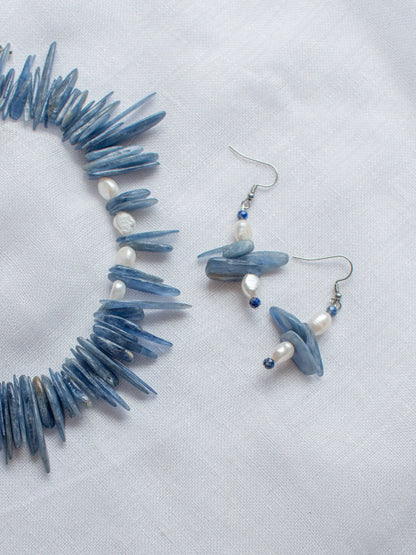 Natural Kyanite Rough Smooth Chips Nugget Flat Stick Beaded Jewellery Set