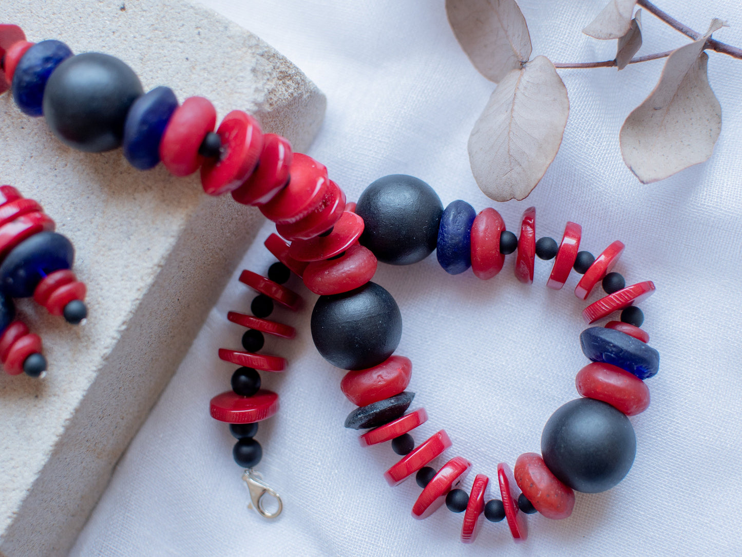 Turkish Artisan Hand Made Red Glass Large Ring Beaded Jewellery
