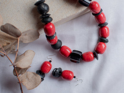 Large Black Acrylic Beaded Jewellery Set