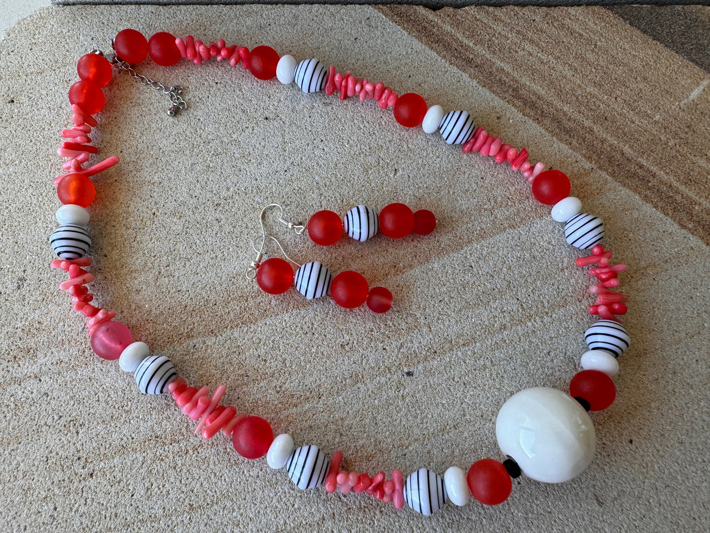 Orange Stone Chips Jewellery Set