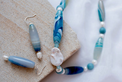 Natural Blue Botswana Stone Beaded Jewellery