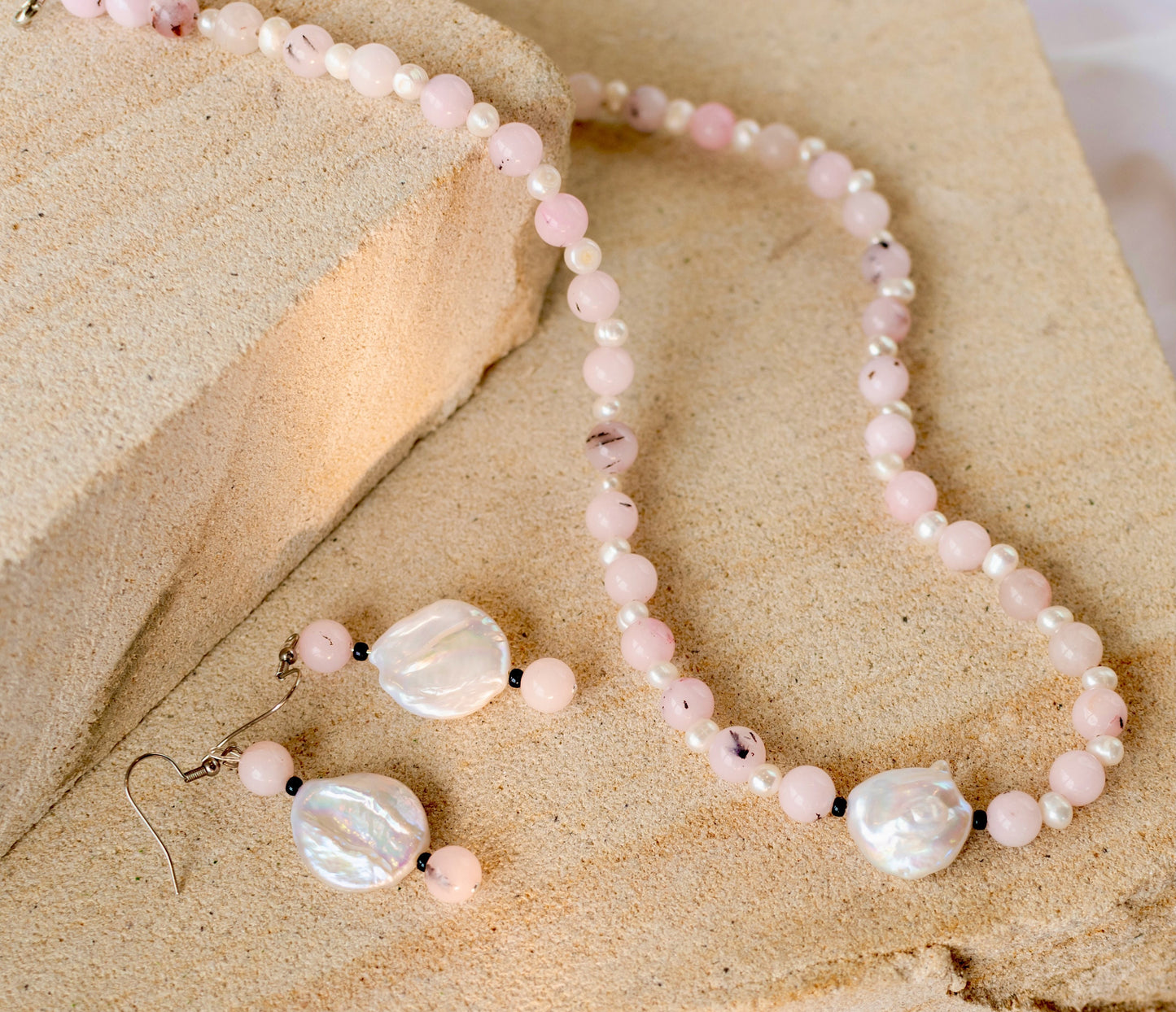 Pink Cherry Blossom Jasper Beaded Jewellery