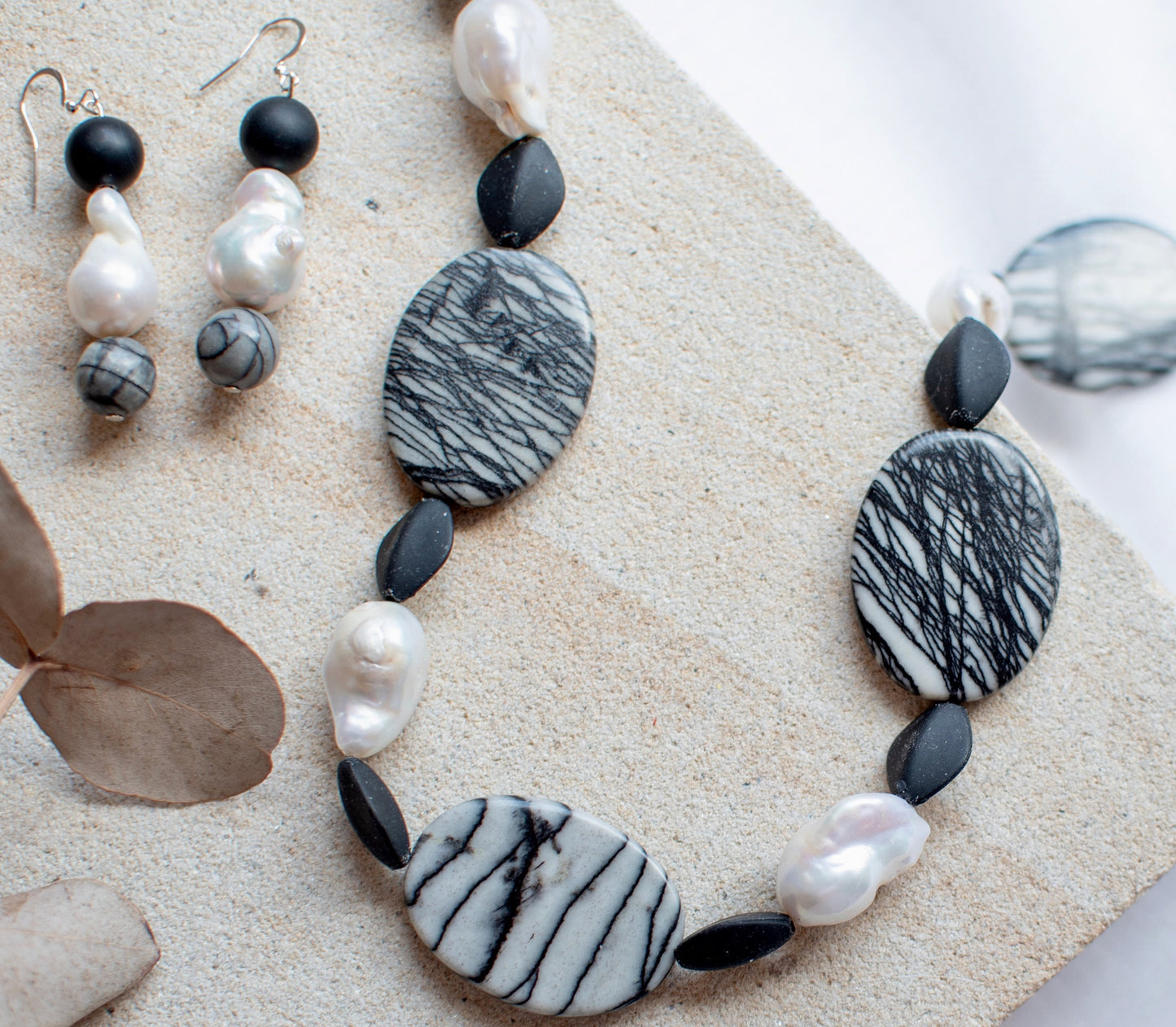 Spider web Picasso Jasper Stone Jewellery