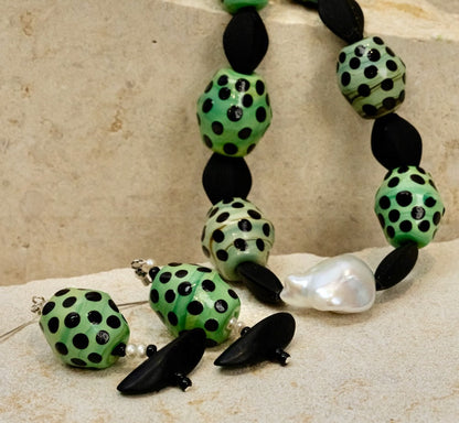 Green Porcelain Glazed Bicone Beaded Jewellery Set