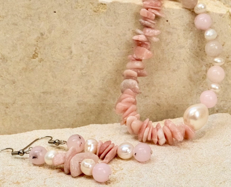 Rhodochrosite & Natural Cherry Blossom Jasper Beads Jewellery