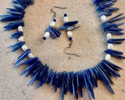Natural Kyanite Rough Smooth Chips Nugget Flat Stick Beaded Jewellery Set