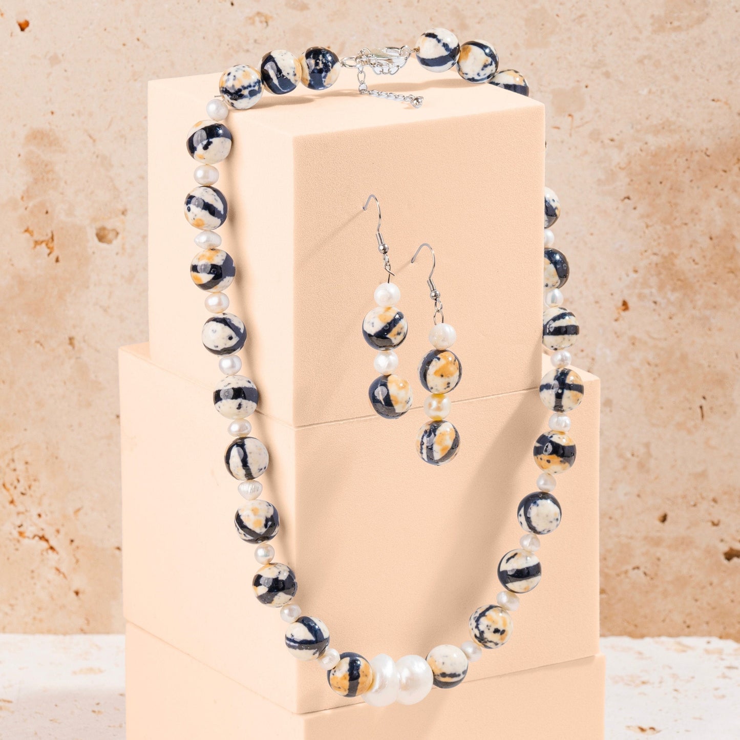 Round Rain Flower Beaded Jewellery Set