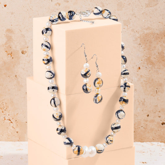 Round Rain Flower Beaded Jewellery Set