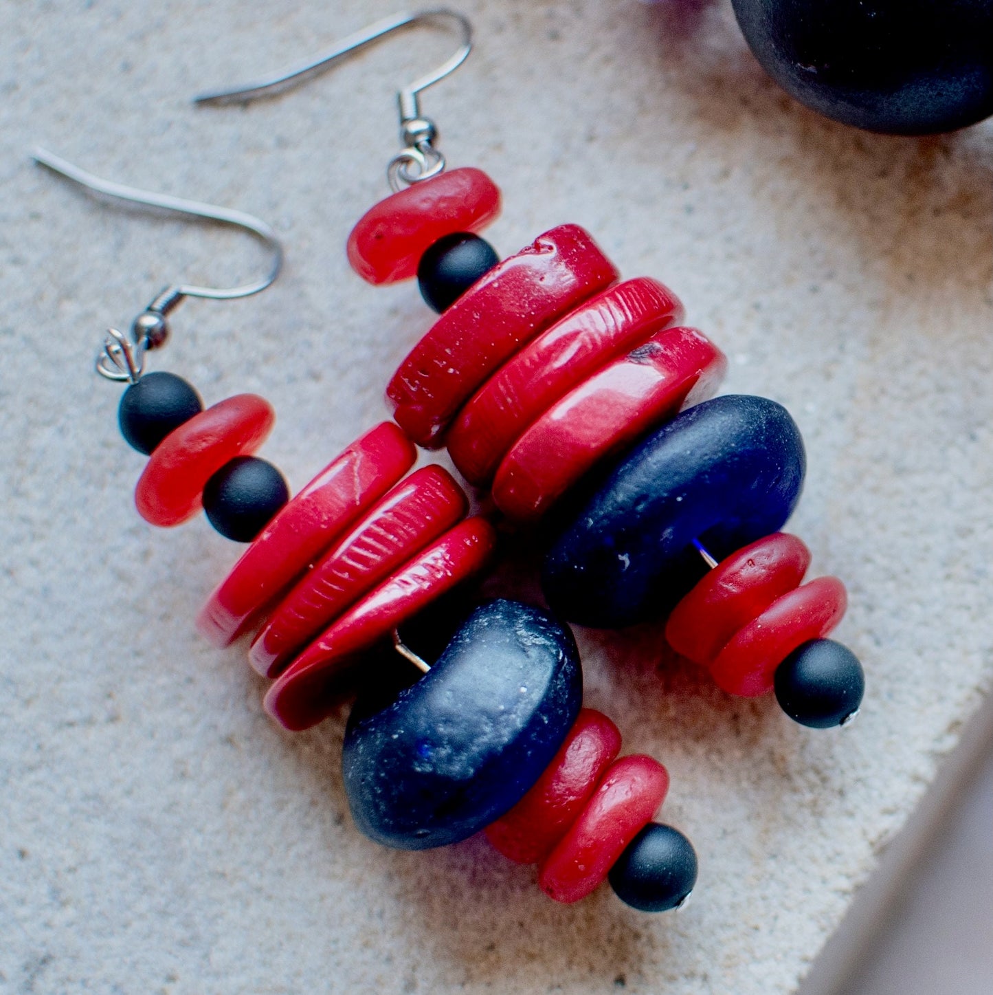 Turkish Artisan Hand Made Red Glass Large Ring Beaded Jewellery