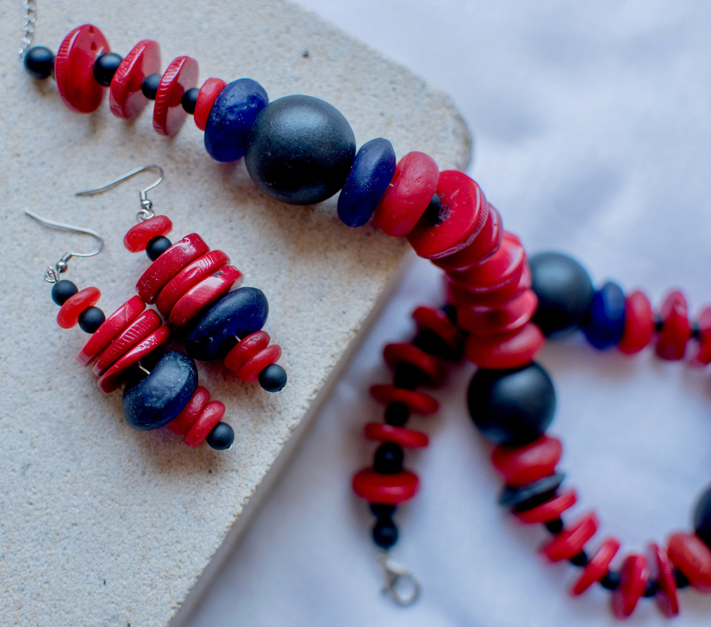 Turkish Artisan Hand Made Red Glass Large Ring Beaded Jewellery