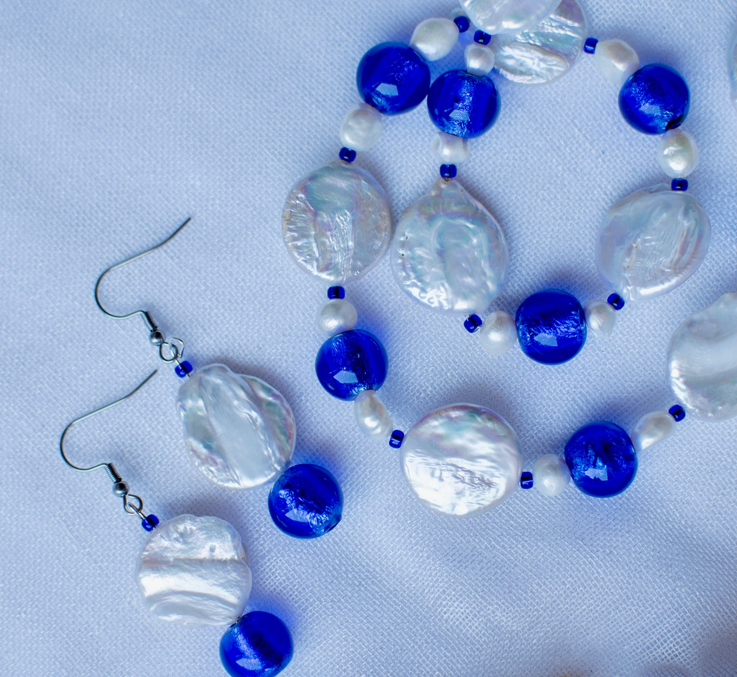 Blue Venetian Murano Glass Beaded Jewellery Set