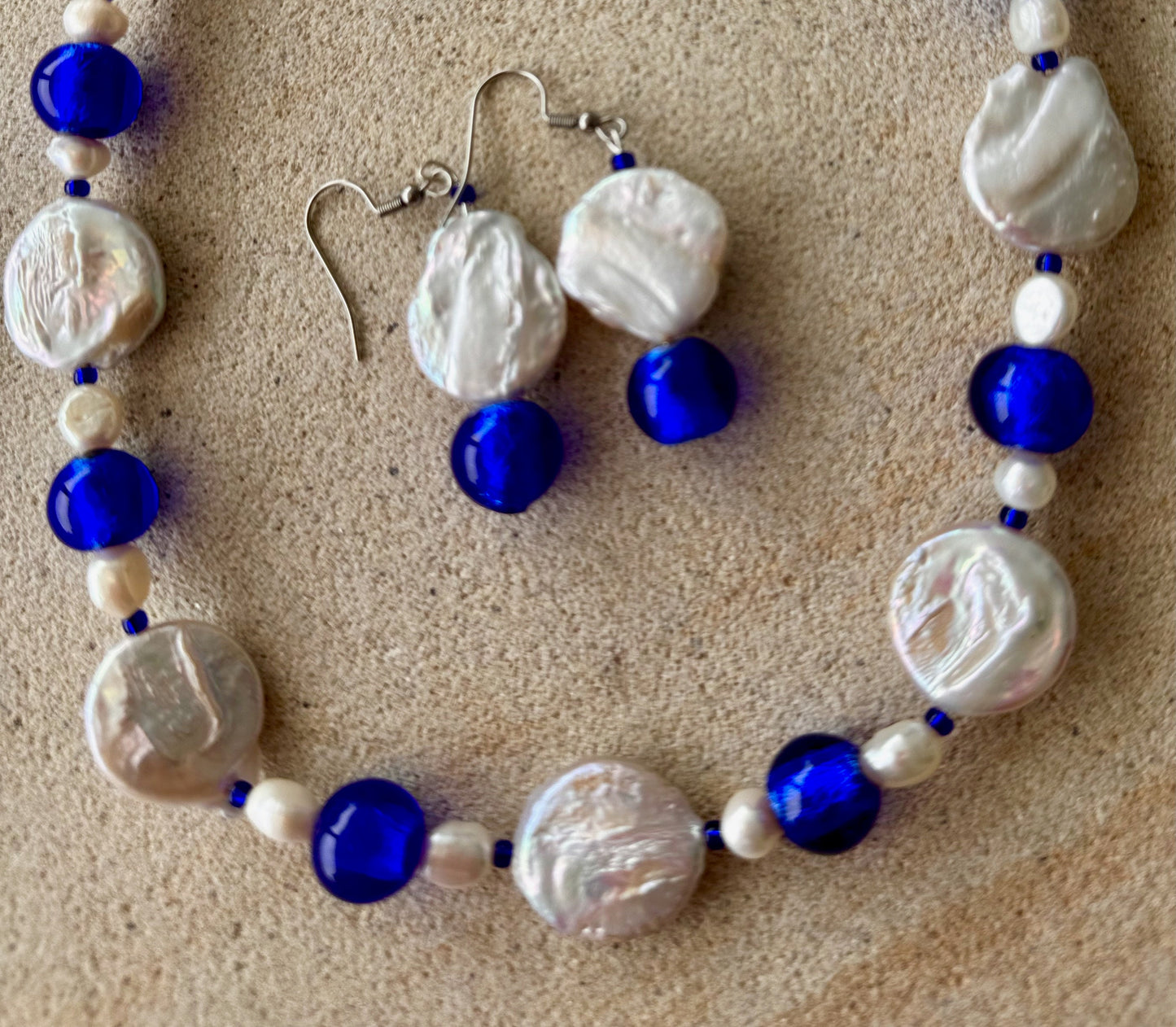 Blue Venetian Murano Glass Beaded Jewellery Set