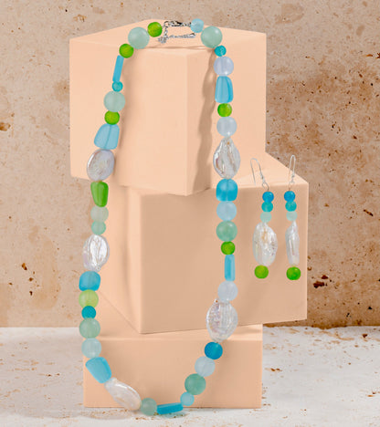 Frosted Glass Beaded Jewellery Set