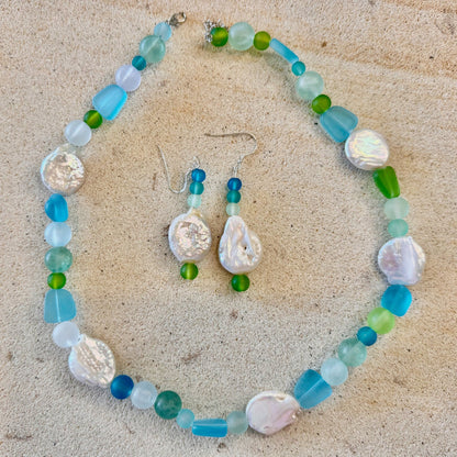 Frosted Glass Beaded Jewellery Set