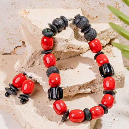Large Black Acrylic Beaded Jewellery Set