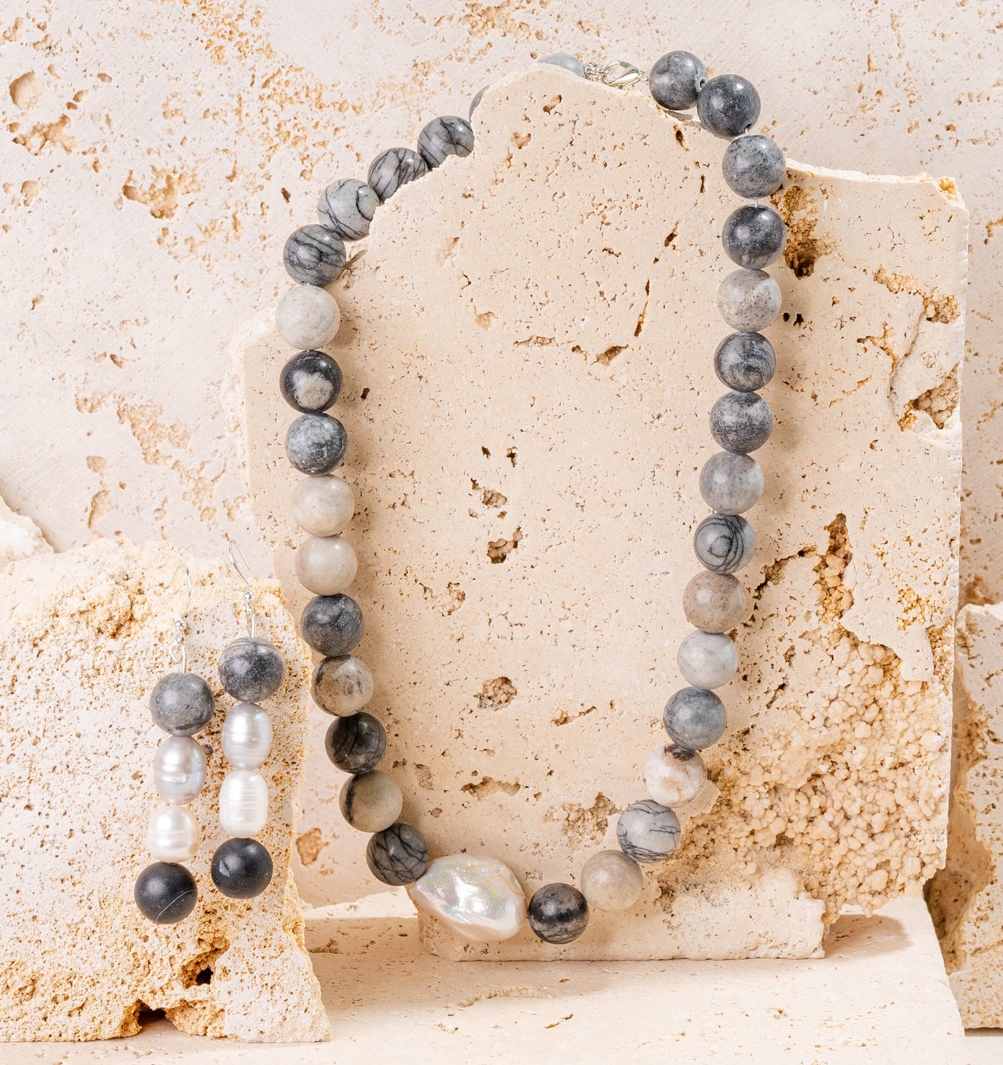 Spider Web Jasper Stone Jewellery Set