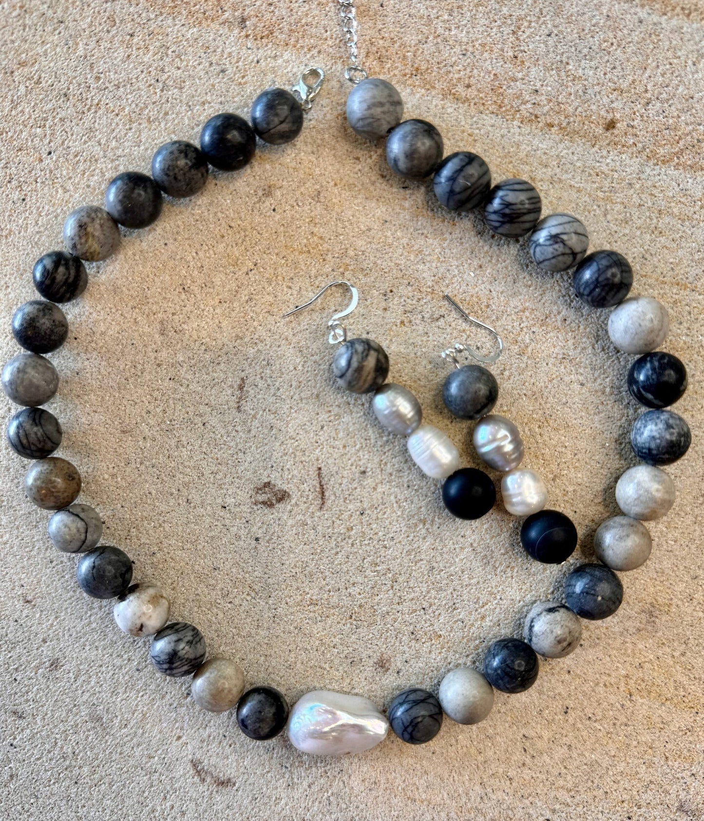 Spider Web Jasper Stone Jewellery Set