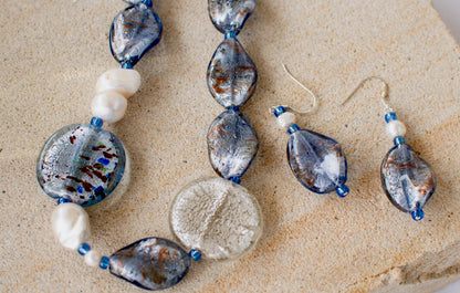 Chunky Glass Foil Twists with Gold Aventurine