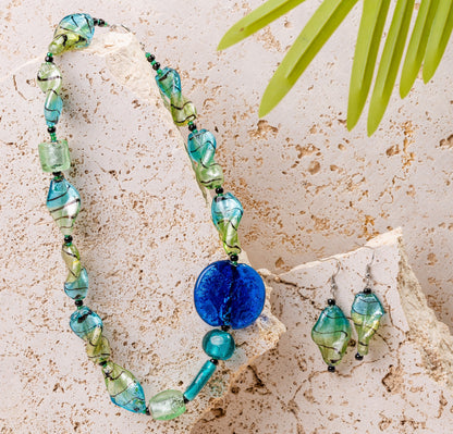Green Murano Glass Beaded Jewellery Set