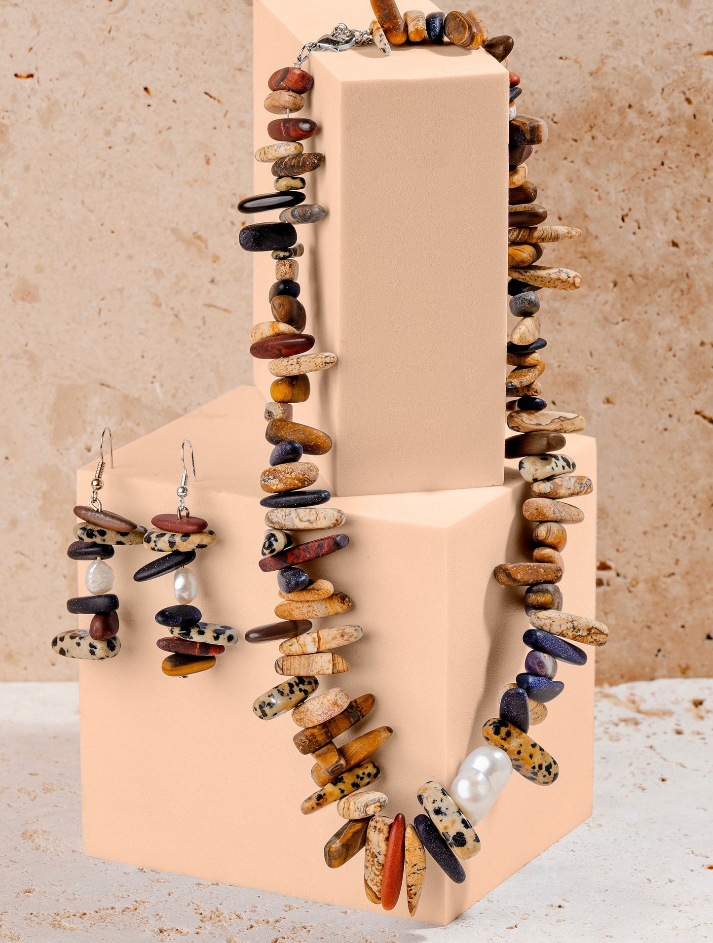 Stone Tooth Stick Dagger Beaded Jewellery Set