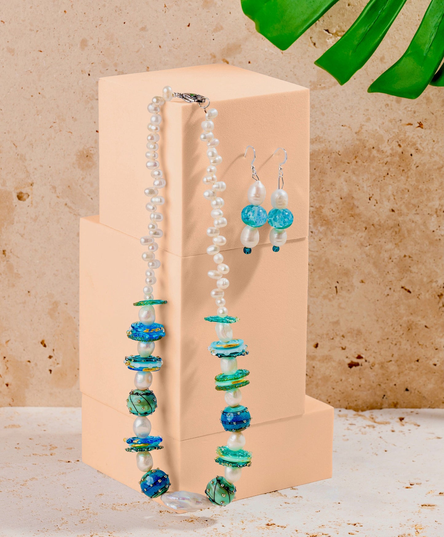 Handmade Blue Glass Jewellery Set