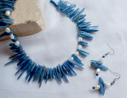 Natural Kyanite Rough Smooth Chips Nugget Flat Stick Beaded Jewellery Set