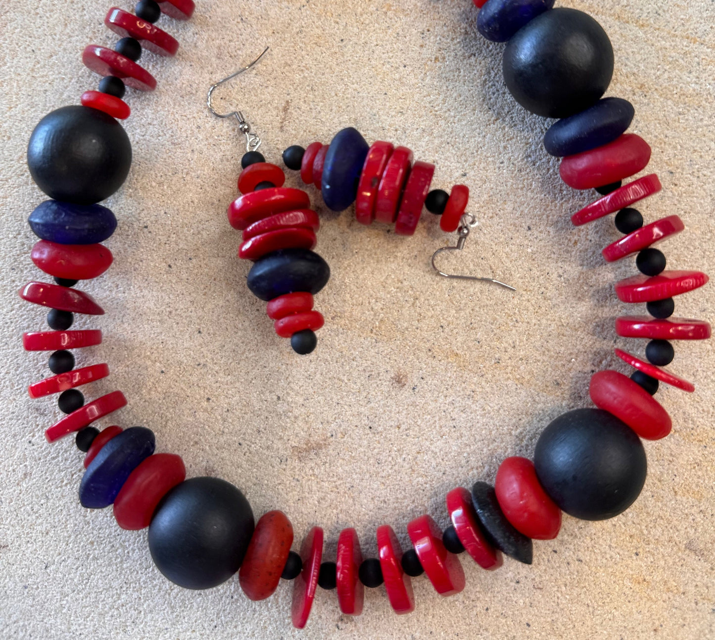 Turkish Artisan Hand Made Red Glass Large Ring Beaded Jewellery