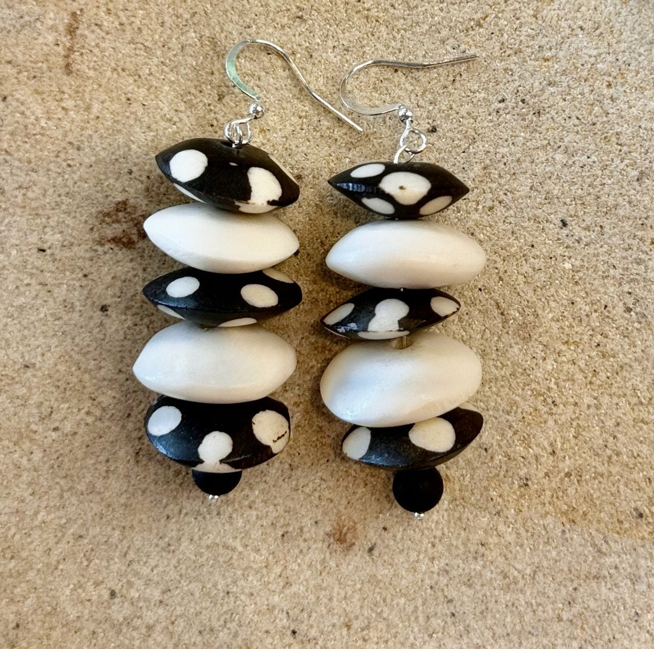 Polka Dot Batik Bone Kenyan Saucer Beaded Jewellery Set