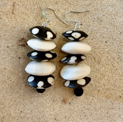 Polka Dot Batik Bone Kenyan Saucer Beaded Jewellery Set