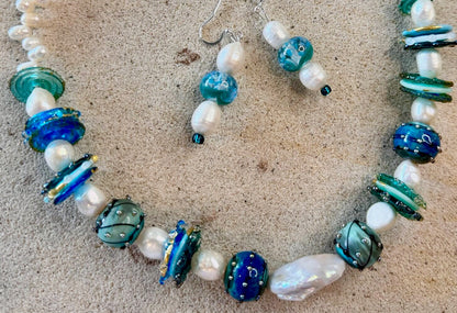 Handmade Glass Disks Jewellery Set