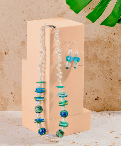 Handmade Glass Disks Jewellery Set