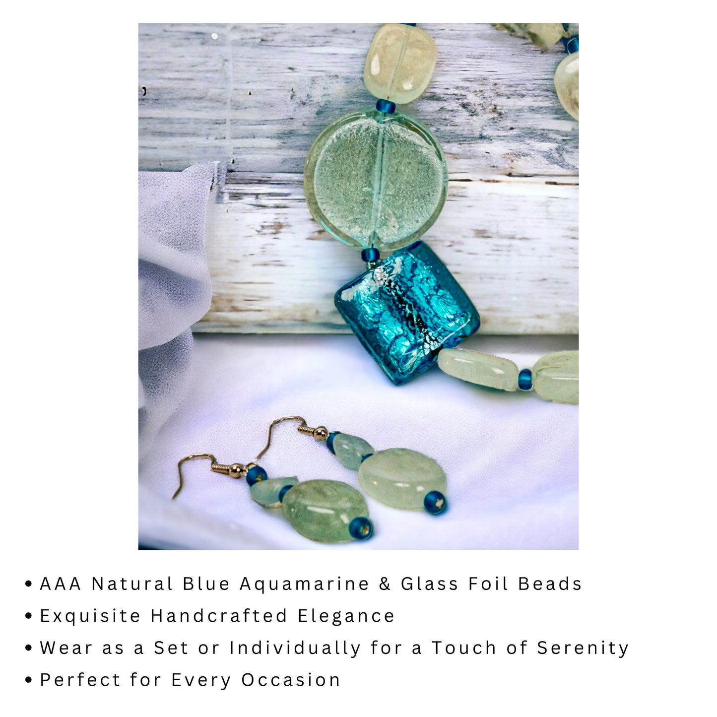 AAA Natural Blue Aquamarine Vintage Inspired Coastal Jewellery