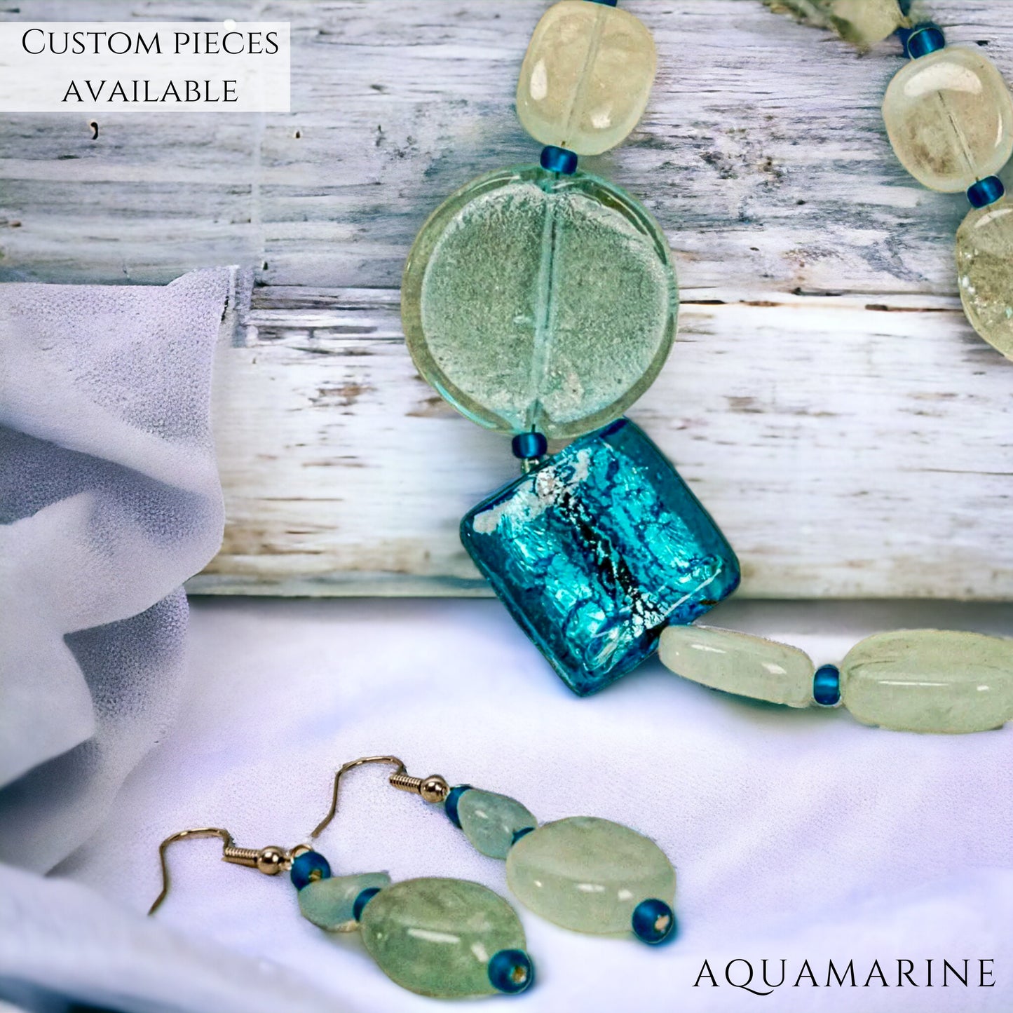 AAA Natural Blue Aquamarine Vintage Inspired Coastal Jewellery