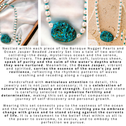 Baroque Freshwater Pearls with Ocean Jasper Pendant Jewellery Set