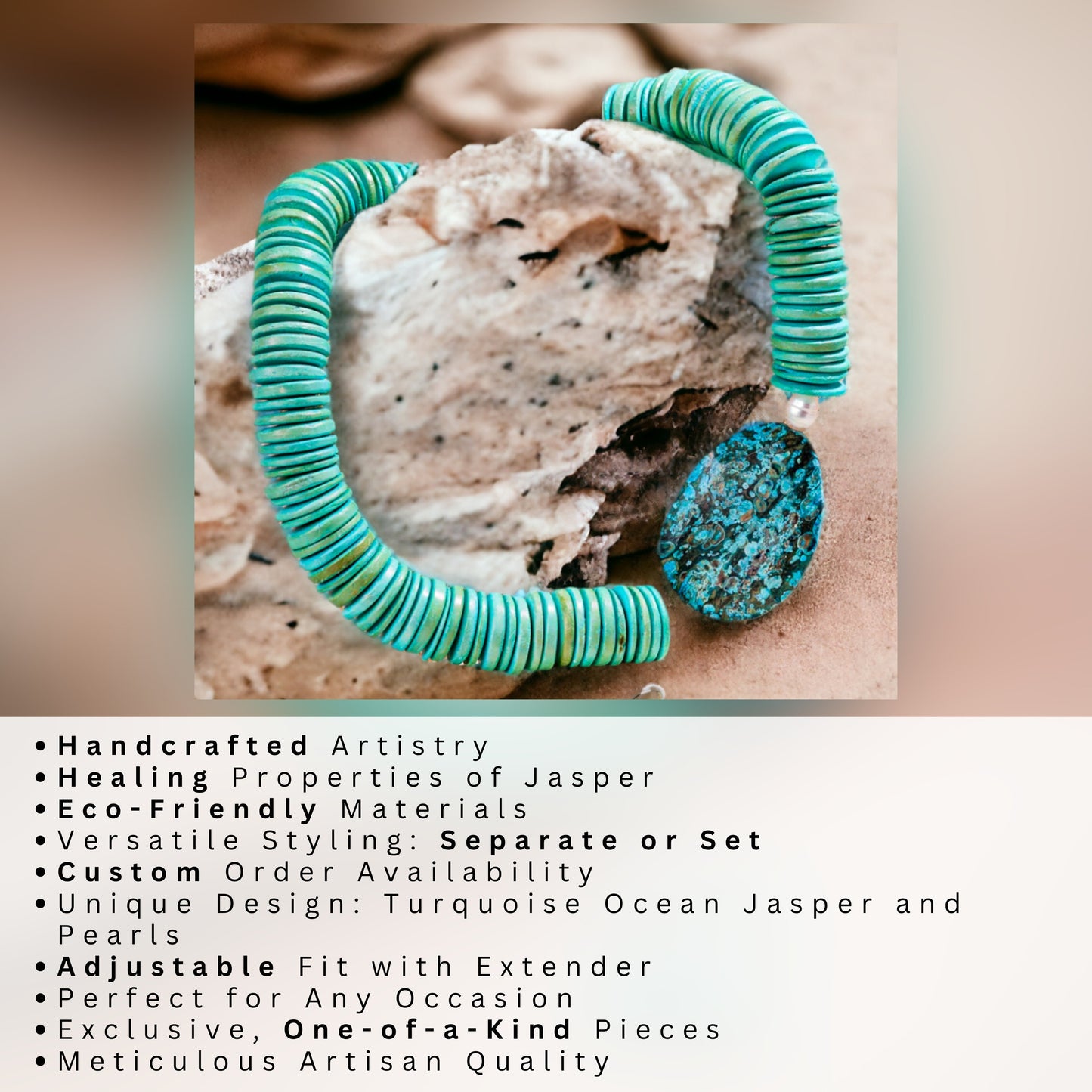 Recycled Genuine Turquoise Heishi Beaded Jewellery Set