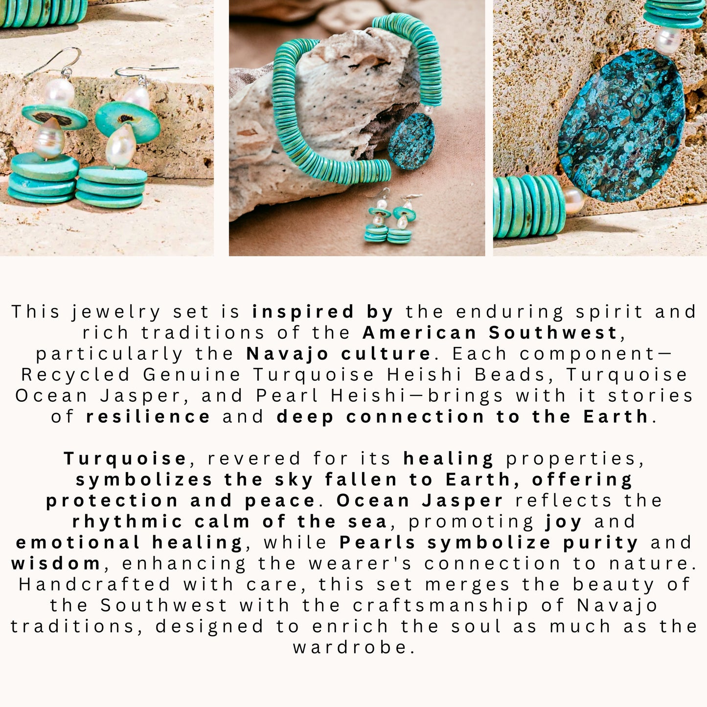 Recycled Genuine Turquoise Heishi Beaded Jewellery Set