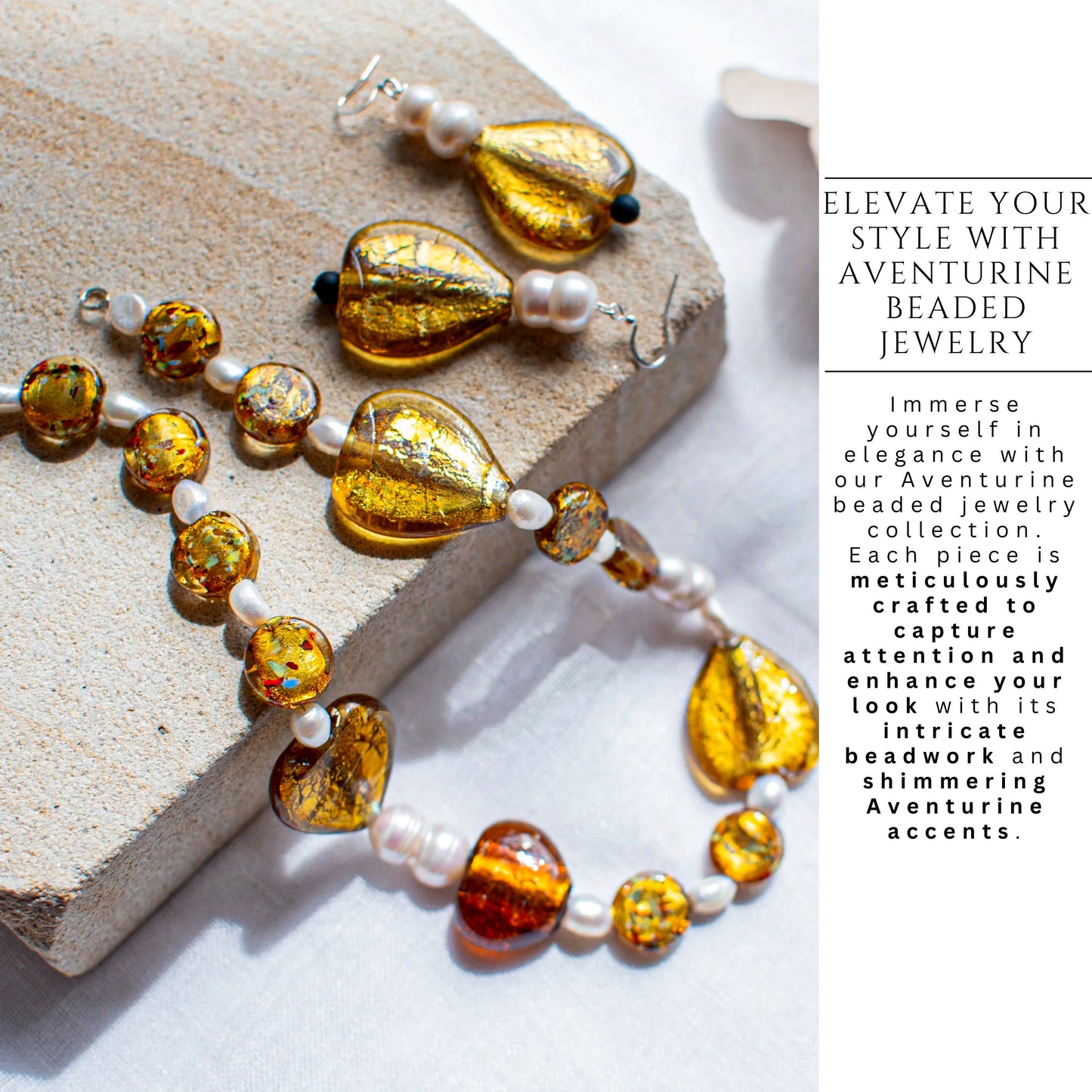 Victorian Inspired Foil Glass Beaded Jewellery