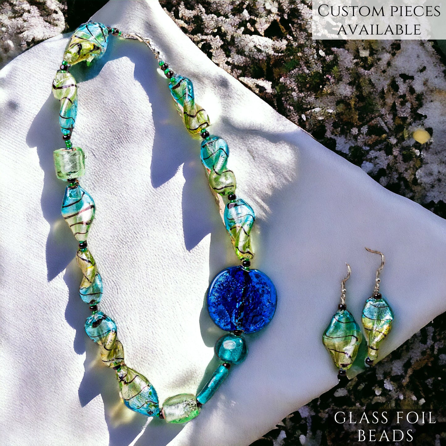 Glass Ocean Inspired Jewellery Set