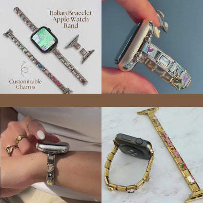 Personalized Italian Charm Apple Watch Band for Women